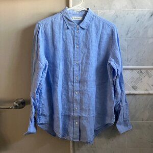 Everlane The Linen Relaxed Shirt in Light Blue button-down dress shirt